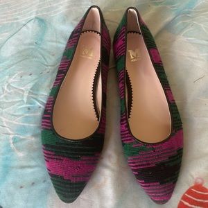 Missoni pink green black point flats 40 wool leather
